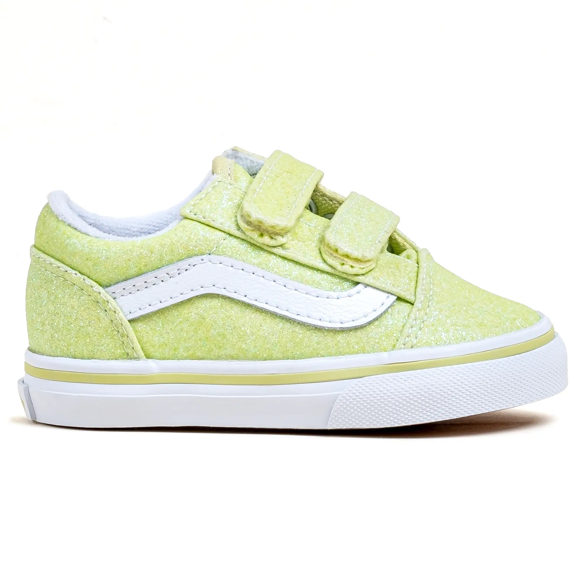 Toddlers Old Skool Velcro Glitter - Lemon